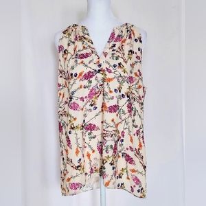 Kenar Sleeveless Floral Top Blouse Multicolor Size Medium